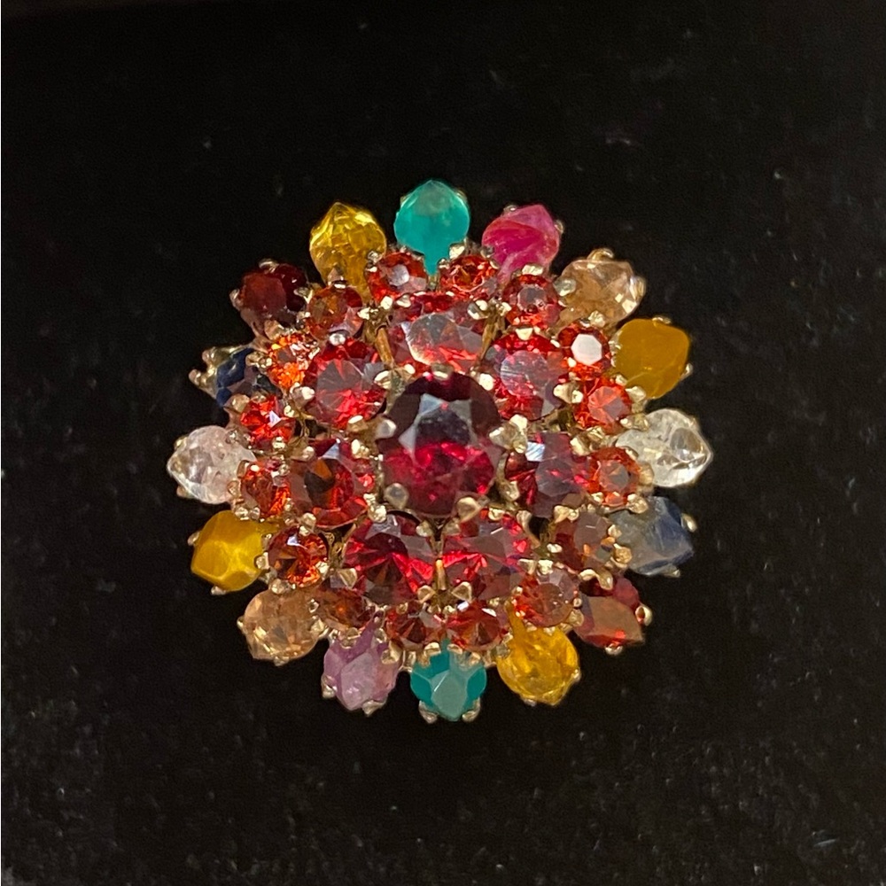 14K Yellow Gold Antique - Garnet - Cluster Cocktail Ring - Picture 2 of 8